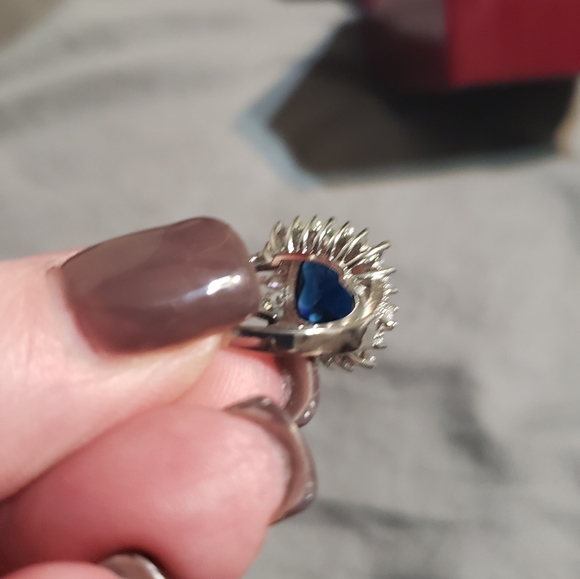 Ladies fashion blue sapphire & whsapphire ri.  New - Picture 9 of 12